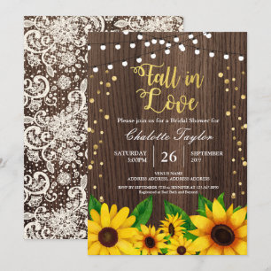 Fall in Love bridal shower invitation sunflower