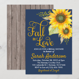 Fall in Love Bridal Shower Invitation – Sunflower