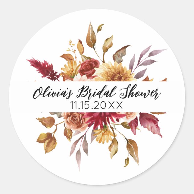 Fall In love Bridal shower label (Front)