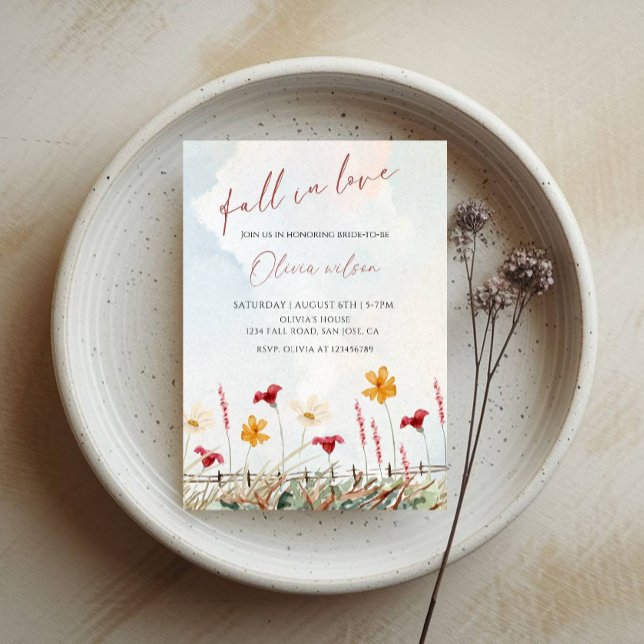 Fall in Love Bridal Shower - Leaves & Rustic Charm Invitation (Creator Uploaded)