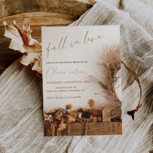 Fall in Love Bridal Shower - Leaves & Rustic Charm Invitation