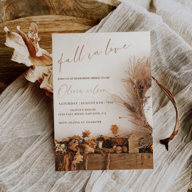 Fall in Love Bridal Shower - Leaves & Rustic Charm Invitation (Creator Uploaded)