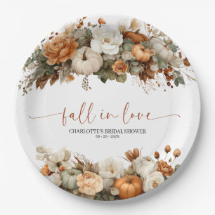 Fall In Love Bridal Shower Paper Plate