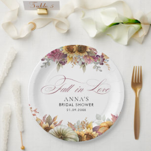 Fall In Love Bridal Shower Paper Plate