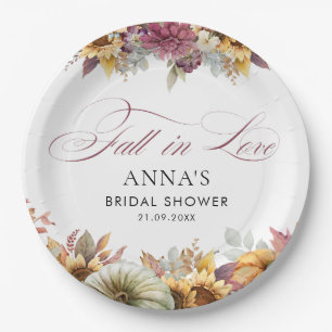 Fall In Love Bridal Shower Paper Plate