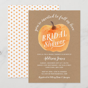 Fall In Love Bridal Shower Pumpkin Autumn Invitation