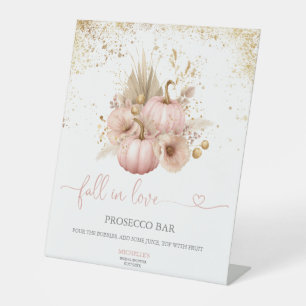 Fall in Love Bridal Shower Pumpkin Prosecco Bar Pedestal Sign