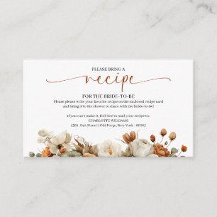 Fall In Love Bridal Shower Recipe Request Enclosure Card