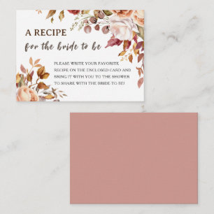 Fall in Love Bridal Shower Recipe Request Enclosure Card