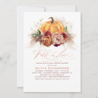 Fall in Love Bridal Shower Rust Flowers Pumpkin I