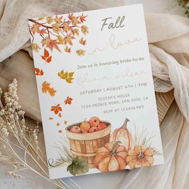 Fall in Love Bridal Shower - Rustic Fall Bride Invitation (Creator Uploaded)