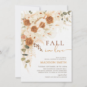 Fall In Love Bridal Shower Terracotta Boho Floral Invitation