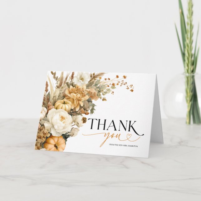 Fall In Love Bridal Shower Thank You Card (Front)