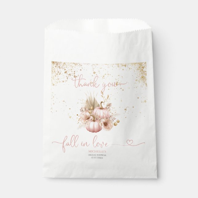 Fall in Love Bridal Shower Thank You Pumpkin Favour Bag (Front)