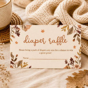 Fall in Love Burgundy Terracotta Diaper Raffle  Card