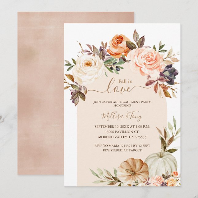 Fall in Love Burnt Orange Pumpkin Falling in love  Invitation (Front/Back)