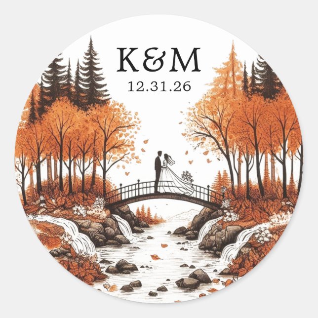 Fall in Love Classic Round Sticker (Front)