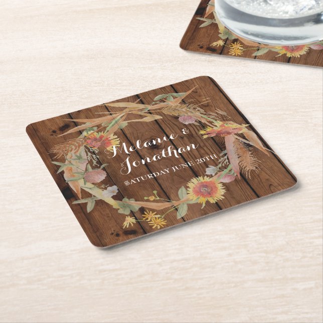 Fall in Love Coasters Mats Wedding Party (Angled)