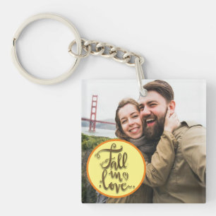 Fall in Love Couples Photo Keychain