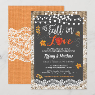 Fall in love couples shower rustic chalkboard invitation