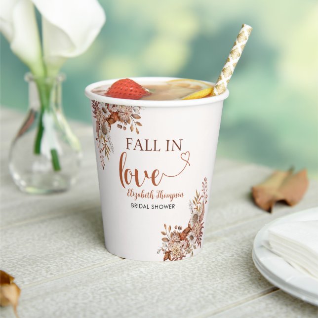 Fall in Love Cute Fall Bridal Shower  Paper Cups (Insitu)