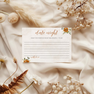 Fall in Love   Date Night Ideas Bridal Shower Card