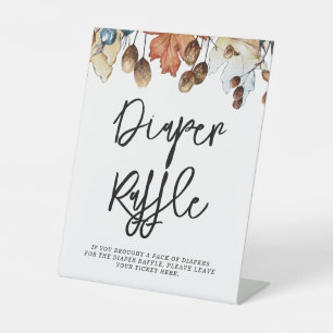 Fall in Love Diaper Raffle Autumn Foliage Pedestal Sign