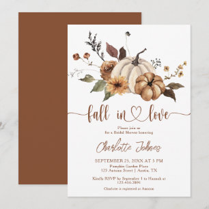 Fall in Love Earthy Floral Fall Bridal Shower Invitation