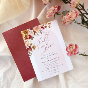 Fall in Love Elegant Floral Bridal Shower Invitation
