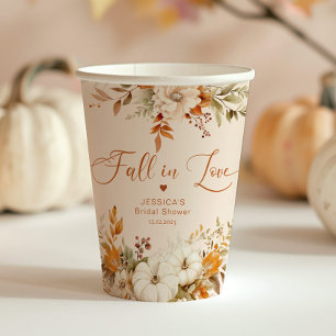 Fall in love elegant rustic bridal shower  paper cups