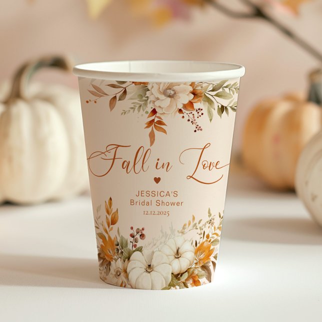 Fall in love elegant rustic bridal shower  paper cups (Creator Uploaded)