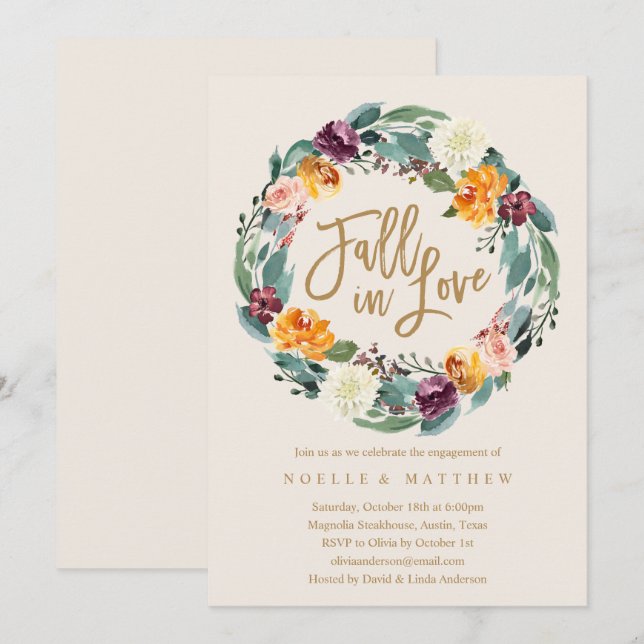 Fall in Love Engagement Party Invitation (Front/Back)