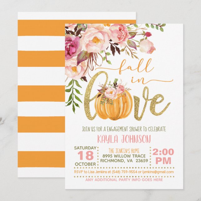 Fall in Love Engagement Shower Invitation - OS (Front/Back)