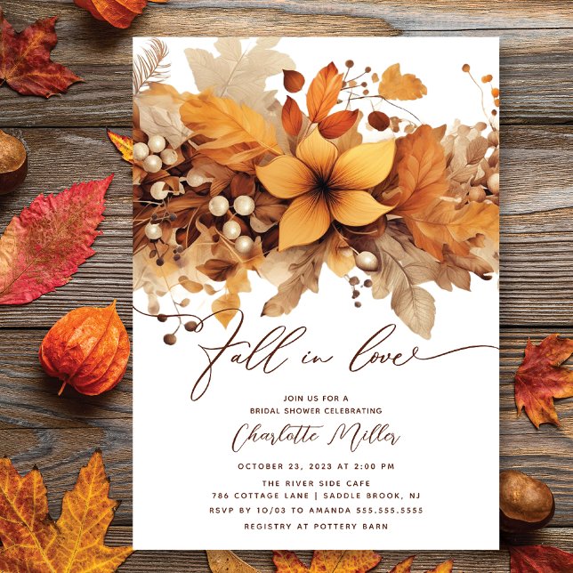 Fall In Love Fall Bridal Shower Invitation (Creator Uploaded)