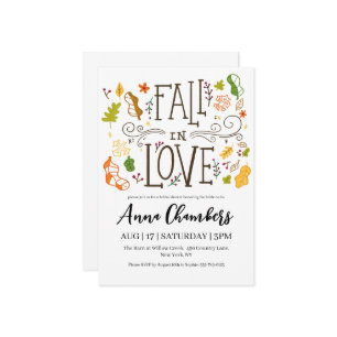 fall in love fall bridal shower invitations