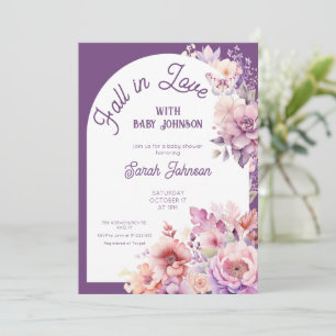 Fall in love fall floral baby bloom baby shower  invitation