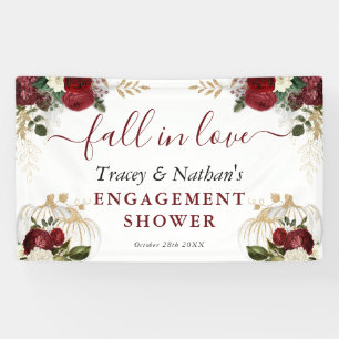Fall In Love Fall Floral Pumpkin Engagement Shower Banner