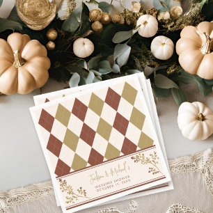 Fall in Love Fall Foliage Argyle Wedding Shower Napkin
