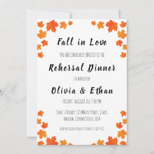 fall in love fall rehearsal dinner invitations