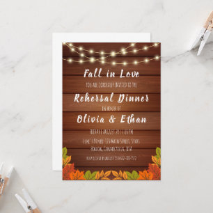 fall in love fall rehearsal dinner invitations