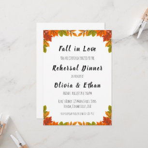 fall in love fall rehearsal dinner invitations