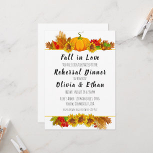 fall in love fall rehearsal dinner invitations