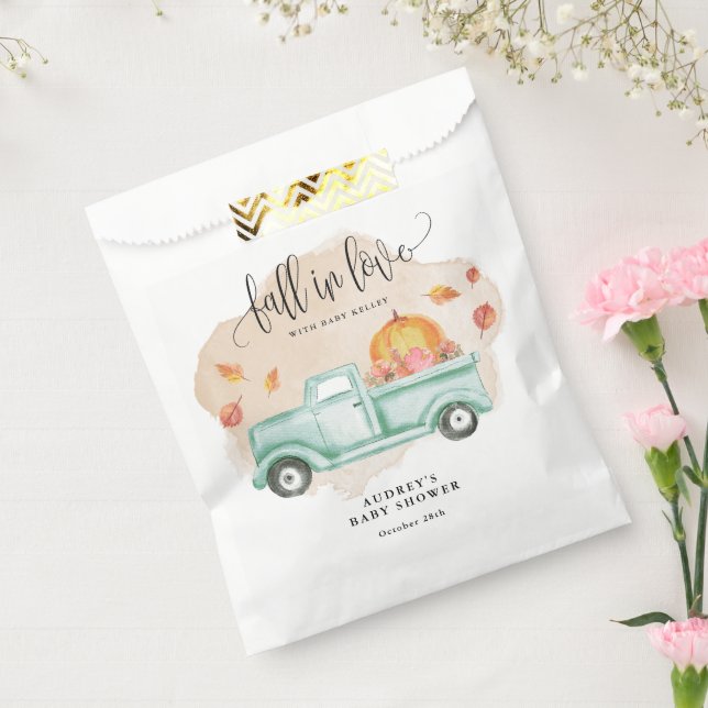 Fall in Love Farm Truck with Pumpkin, Baby Shower Favour Bag (Sealed)