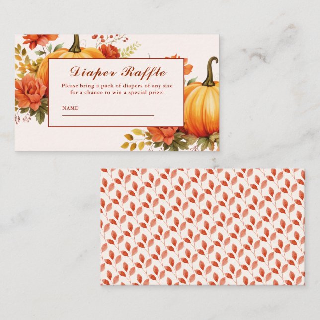 Fall in love flora fall Baby shower Diaper Raffle Enclosure Card (Front/Back)