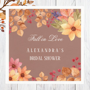 Fall in Love Floral Autumn Bridal Shower Napkin
