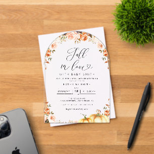 fall in love floral baby shower acrylic invitations