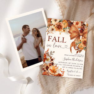 Fall In Love Floral Bridal Shower Party Photo Invitation