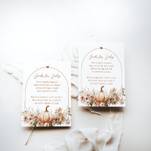Fall in love Floral Pumpkin Books Baby Shower Enclosure Card