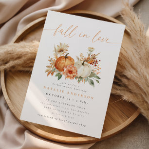 Fall in Love Floral Pumpkin Bridal Shower Invitation