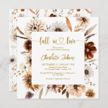 Fall In Love Floral Terracotta Gold Bridal Shower